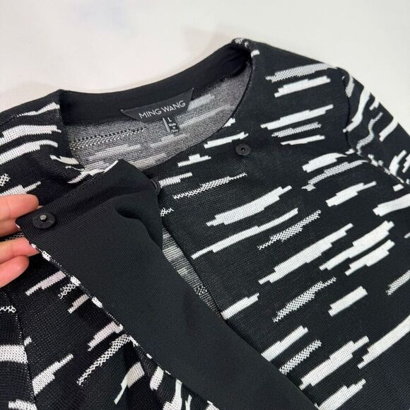 Ming Wang Jacket Cardigan Womens Large Black Buttoned Top Knit Acrylic Mature - Picture 3 of 8